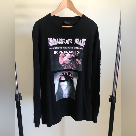 BORN X RAISED Immaculate heart long sleeve shirt BLK size XL - Picture 7 of 7